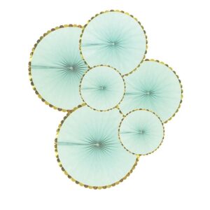 Blue Gold Tissue Paper Hanging Fans Decoration