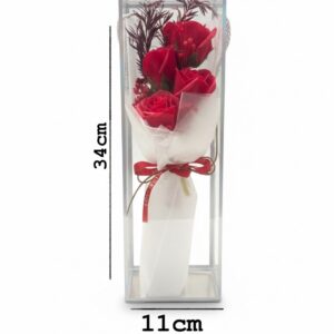 Artificial flower box containing roses.