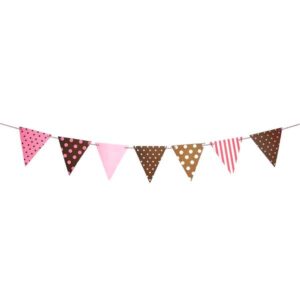 Party Pink-Brown Flags Banner