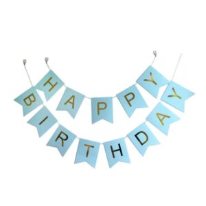 Baby Blue Gold Happy Birthday Banner