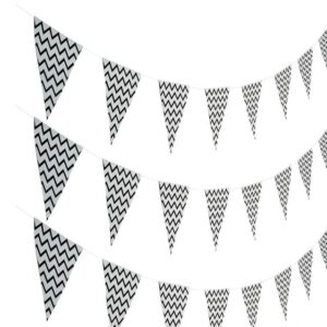 Black Zigzag Party Flags Banner
