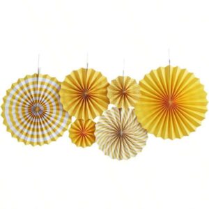Yellow Tissue Paper Hanging Fans Decoration