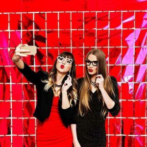 Red Square Foil Curtain