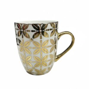 gold and white mug
