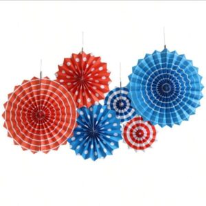 Red Blue Tissue Paper Hanging Fans Decoration