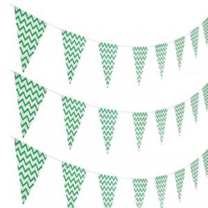 Green Zigzag Party Flags Banner