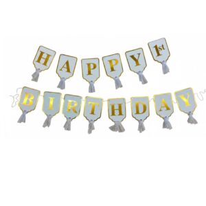 Happy Birthday Banner with Organza Ribbon Decoration