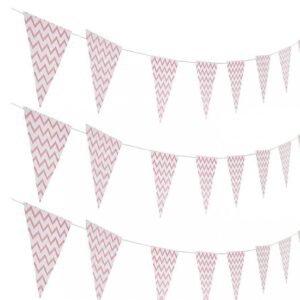 Baby Pink Zigzag Party Flags Banner