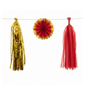 Red Gold Fan Tassels Hang Flags