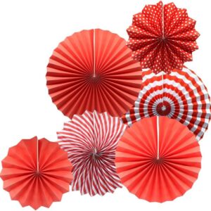 Red Tissue Paper Hanging Fans Decoration