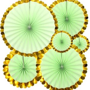 Green Gold Tissue Paper Hanging Fans Decoration