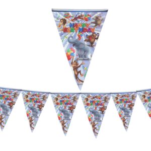 animal-themed "Happy Birthday" Paper Flag Banner
