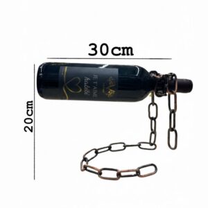 Floating chain wine bottle holder.
