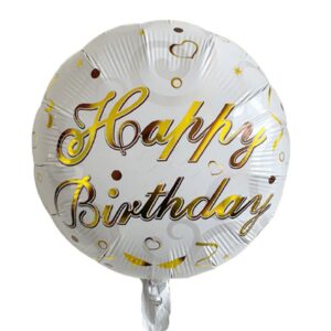 Happy birthday white + gold foil  18”