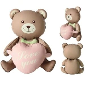 Bear holding love you heart foil