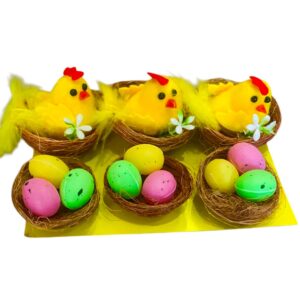 Easter decorative chick and artificial foam eggs