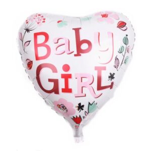 Baby girl heart shape foil balloon 18”