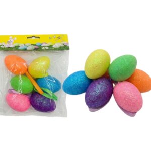 Easter Glitter-Covered Foam Eggs (6 Pcs)