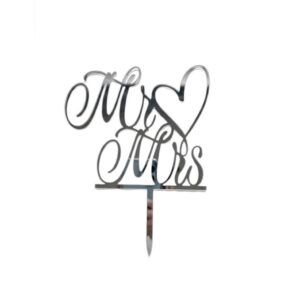Plexi  Mr&Mrs With Heart Cake Topper