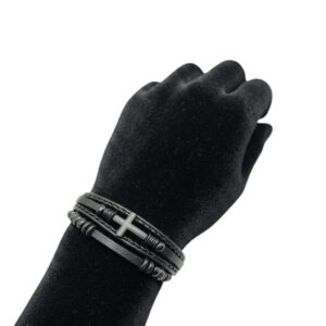 Men’s Cross Leather Bracelet