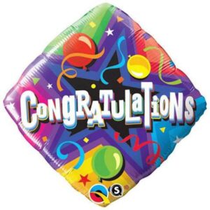 Qualatex Congratulations Rainbow Balloon Standard 18” Foil Balloon