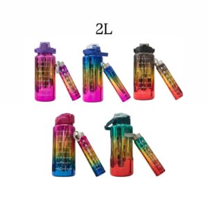 Large Chrome Plastic Bottle 2L with Small One 300 ML