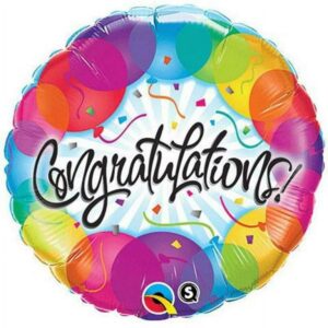 Qualatex Congratulations rainbow round shape standard 18” Foil balloon