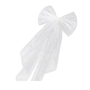 Pearl Tulle Hair Bow Clip