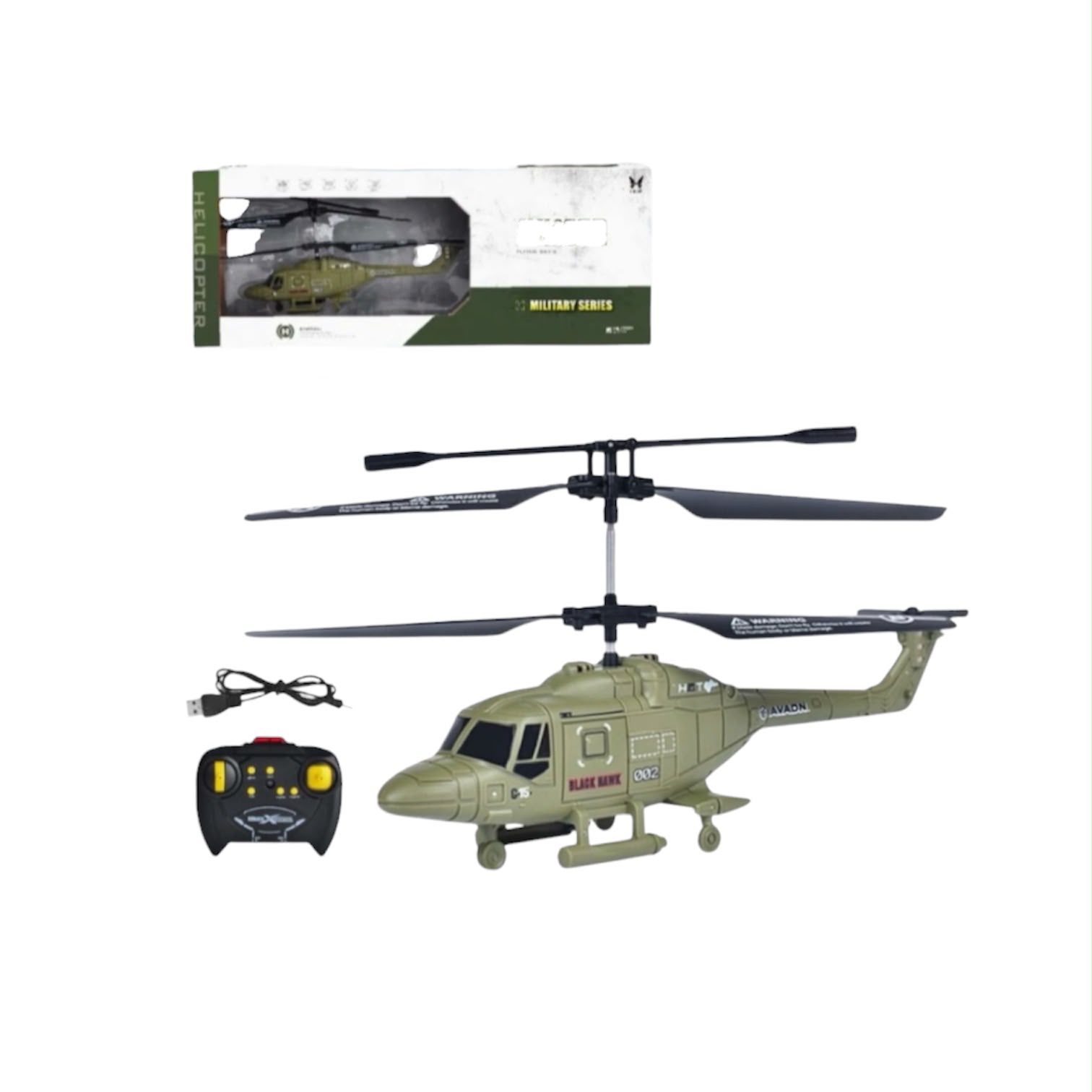 Helicopter Military Series With Remote Control (You can charge the power through the wire)