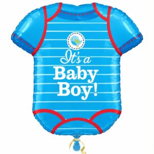 Blue Striped Baby Onesie with "It's a Baby Boy” Supershape
