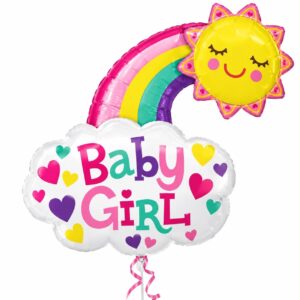 Rainbow With Sun Baby Girl Foil Balloon SUPERSHAPE