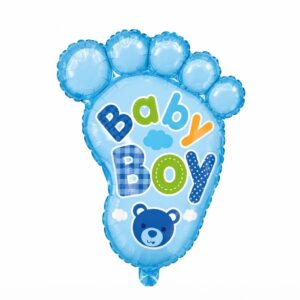 Blue Boy Footprint With Teddy Bear