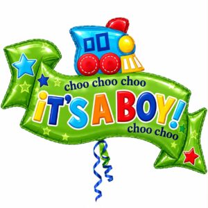 It's a Boy Choo Choo Train foil balloon (Supershape )