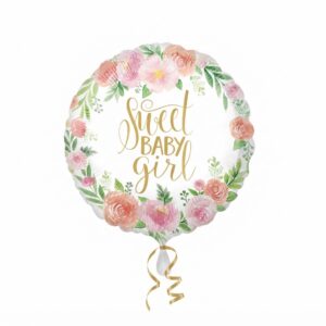 Sweet Baby Girl Flowers Balloon