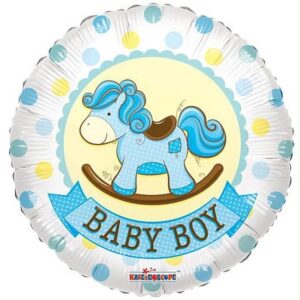 Baby Boy Rocking Horse Round Foil Balloon