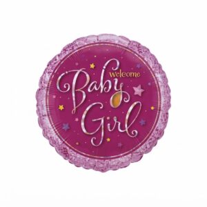 Welcome Baby Girl Pink Stars Balloon