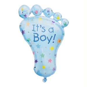 light blue, foot-shaped "It's a Boy" foil balloon Supershape