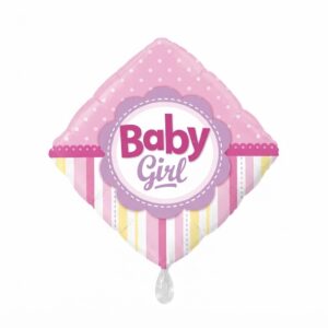 Baby Girl Pink Dots And Stripes Diamond Shape Balloon