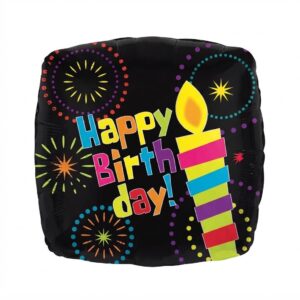 Candle Square Shaped Happy Birthday Foil Balloon