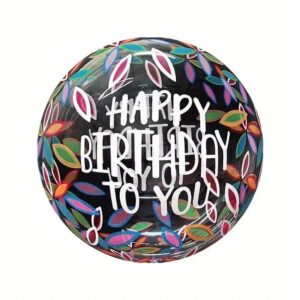 Bubble Colorful Leaves Print Happy Birthday Balloon