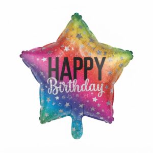 Happy Birthday Star Shape Colorful With Stars Balloon