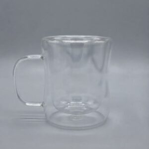 Big Double Glass Cup With Handle