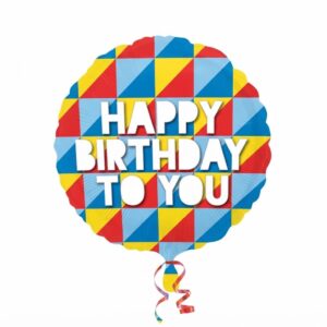 Geometric Colored Happy Birthday To You Foil Balloon