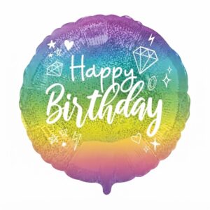 Colorful Holographic Happy Birthday Foil Balloon