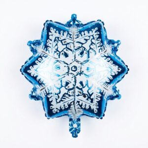 White And Blue Snowflake Shaped Foil Balloon