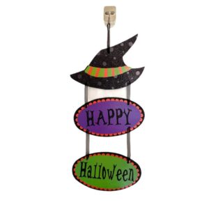 Glitter Happy Halloween Witch Hat Door Hanging