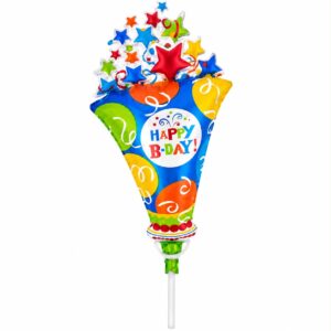Happy B-Day Fever Cone With Bursting Stars Balloon