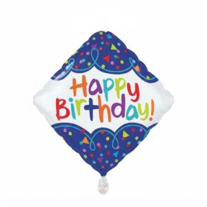 Diamond Shaped Happy Birthday Foil Balloon
