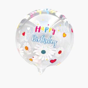 Bubble Flower Print Happy Birthday Balloon