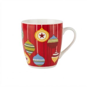 Christmas Ceramic Mug With Colorful Hanging Ornaments
